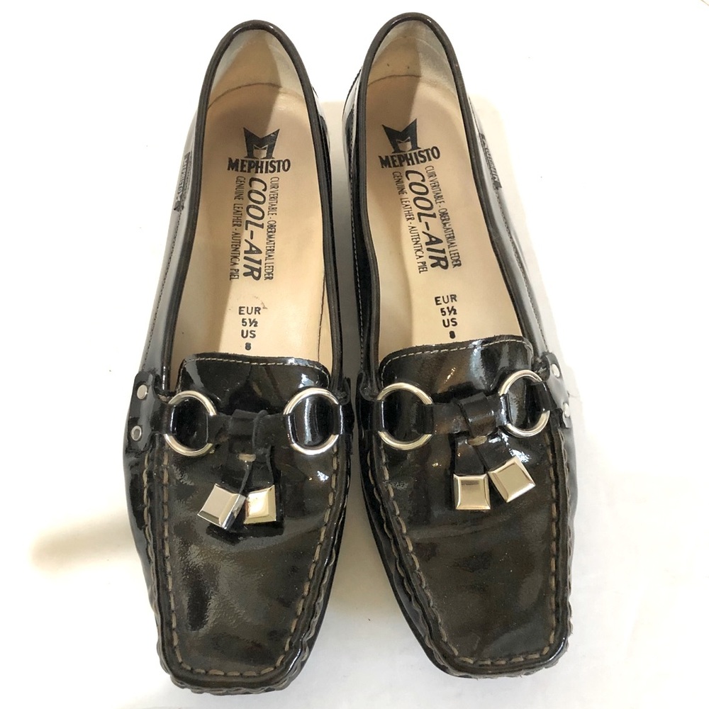 Moccasin Tassel Patent Leather Shoes Black Size 8
